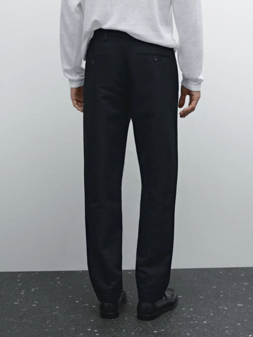 Tapered fit cotton linen trousers