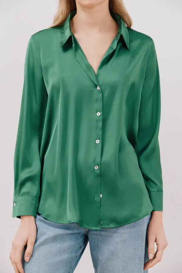 Blusa satinada manga larga