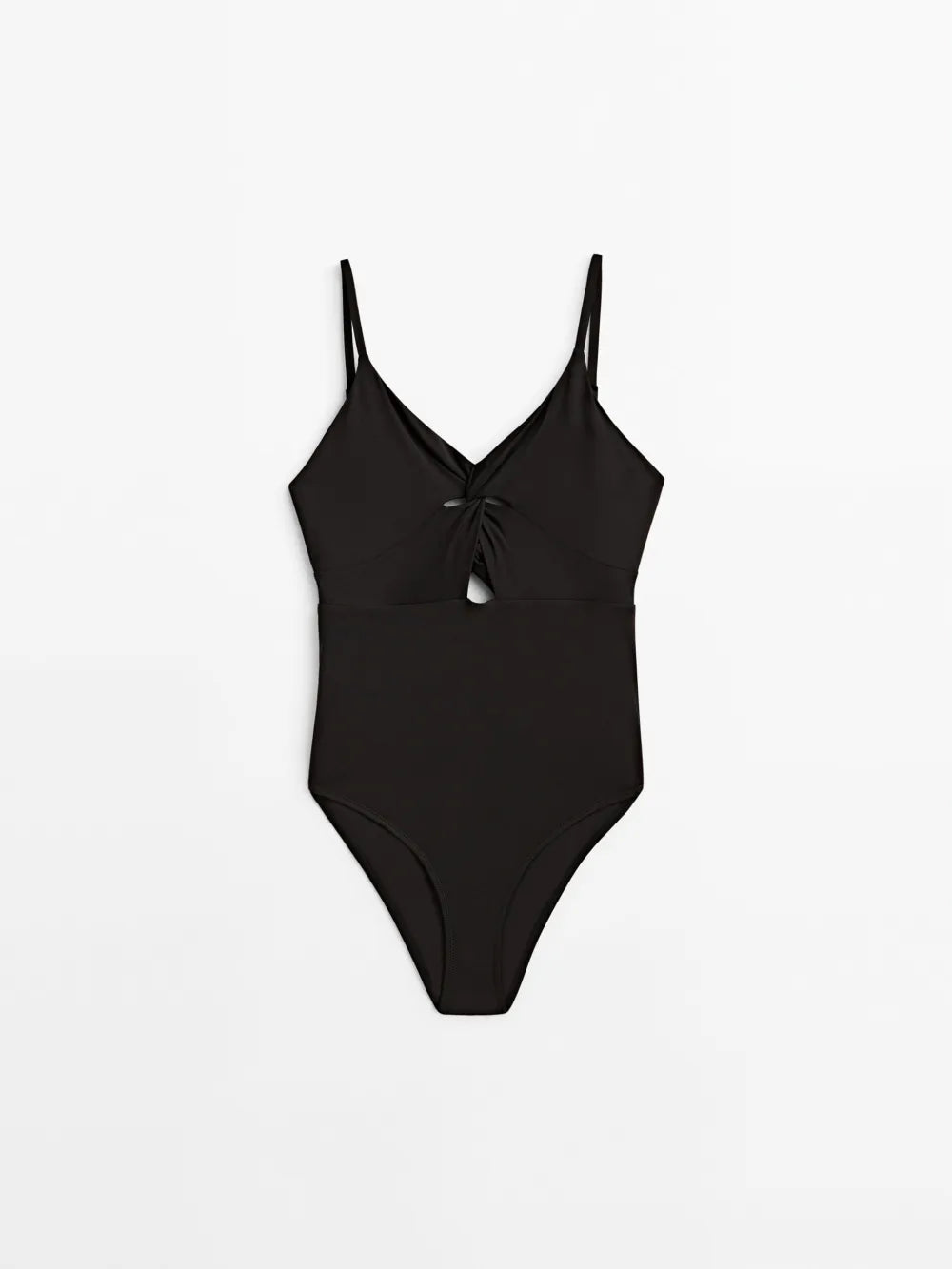 Bañador liso escote cruzado - NEGRO