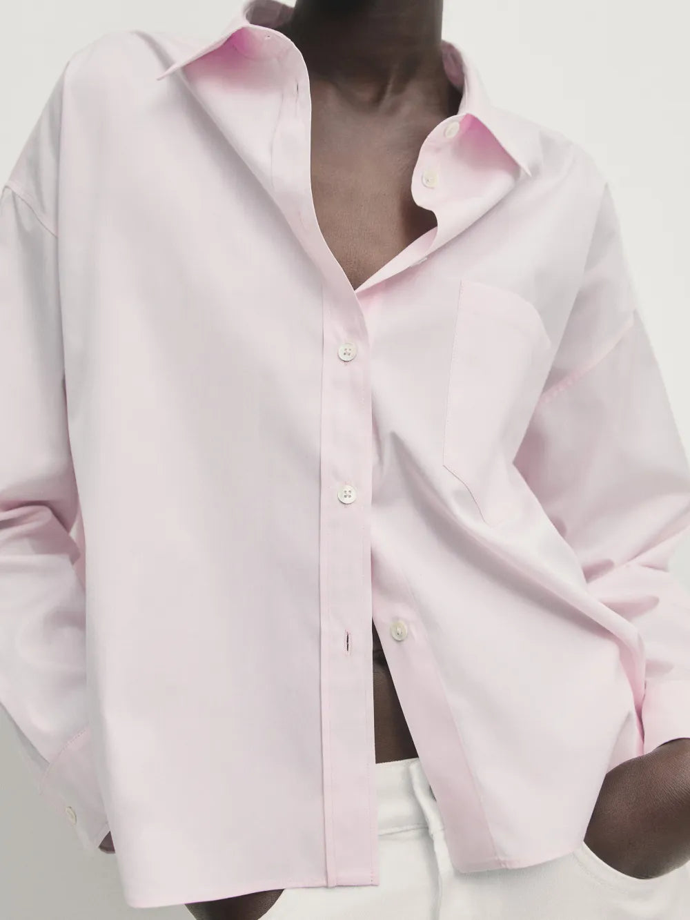 Camisa popelín cropped bolsillo
