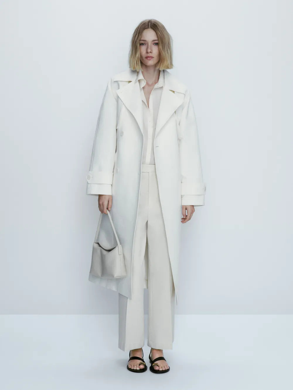 Chaqueta trench doble tejido - CRUDO