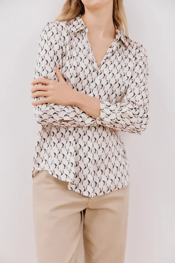Blusa satinada manga larga