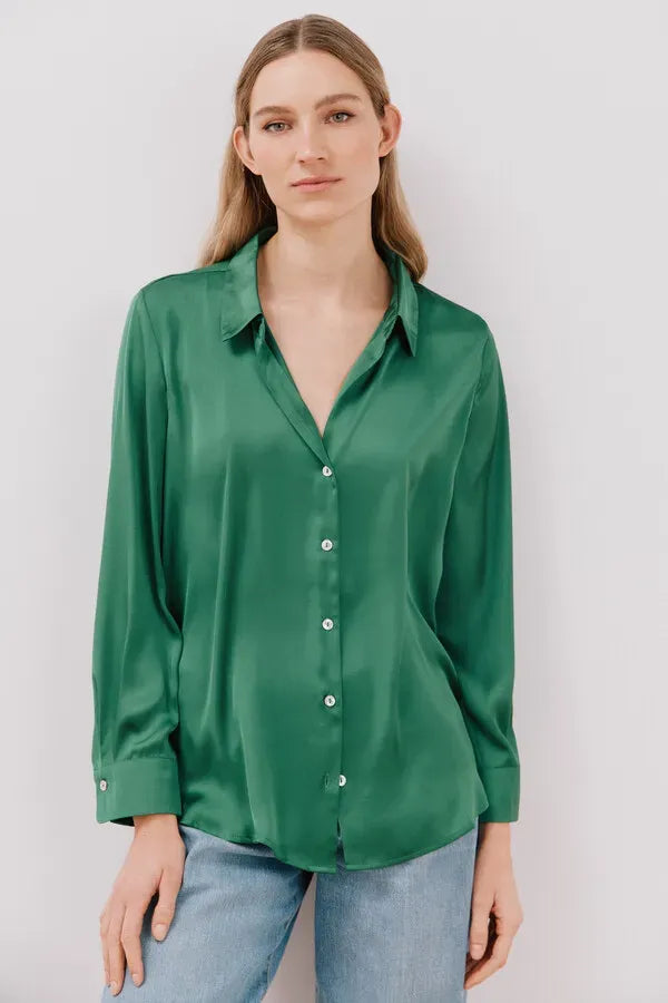 Blusa satinada manga larga