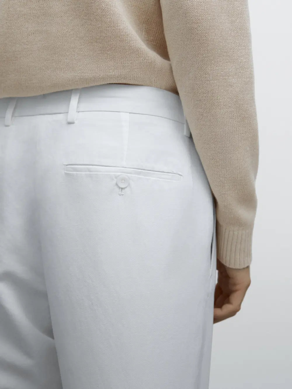 Tapered fit cotton linen trousers