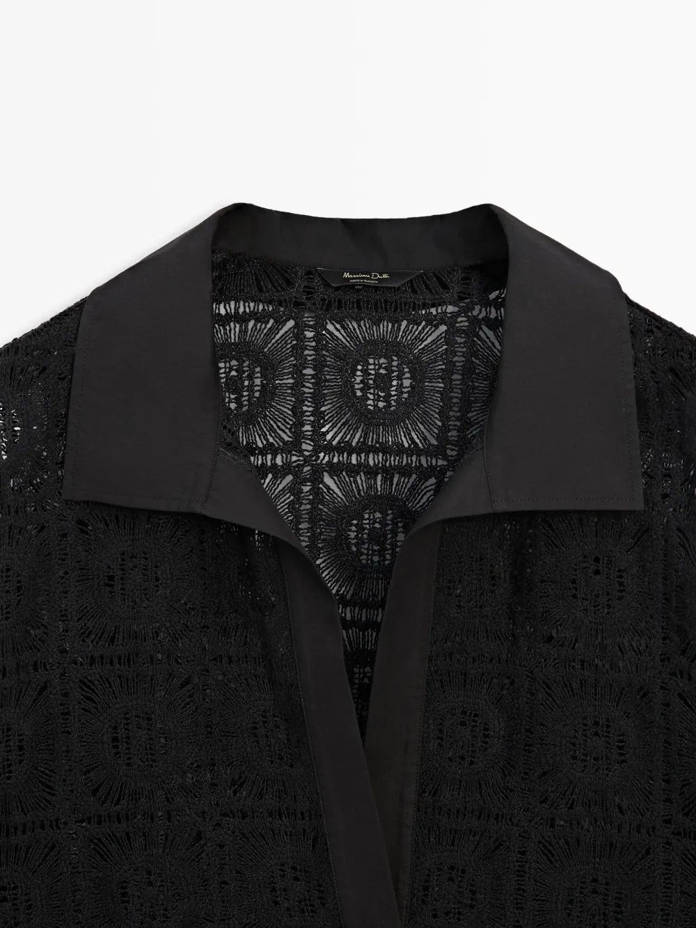 Camisa crochet bordado cuello polo