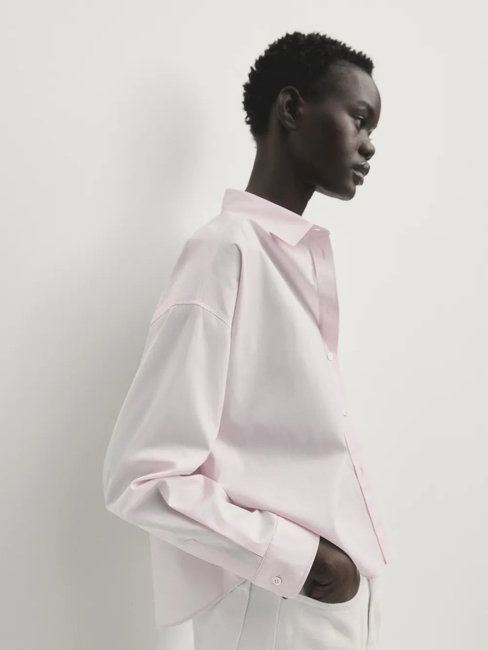 Camisa popelín cropped bolsillo