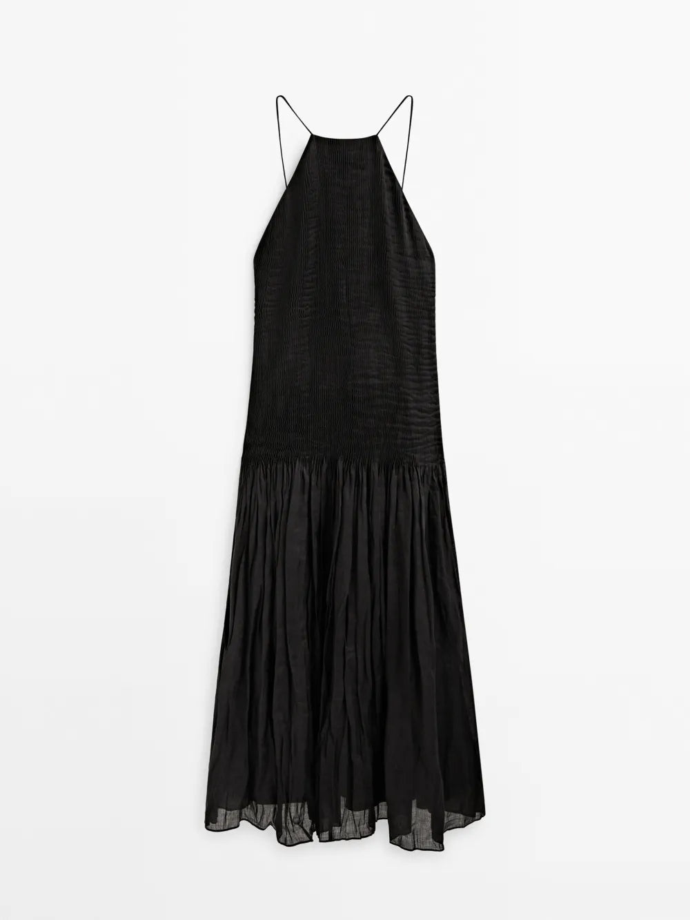Vestido ramio pliegues Limited edition - NEGRO