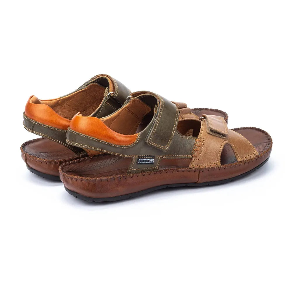 TARIFAMen's leather sandals with colored staps