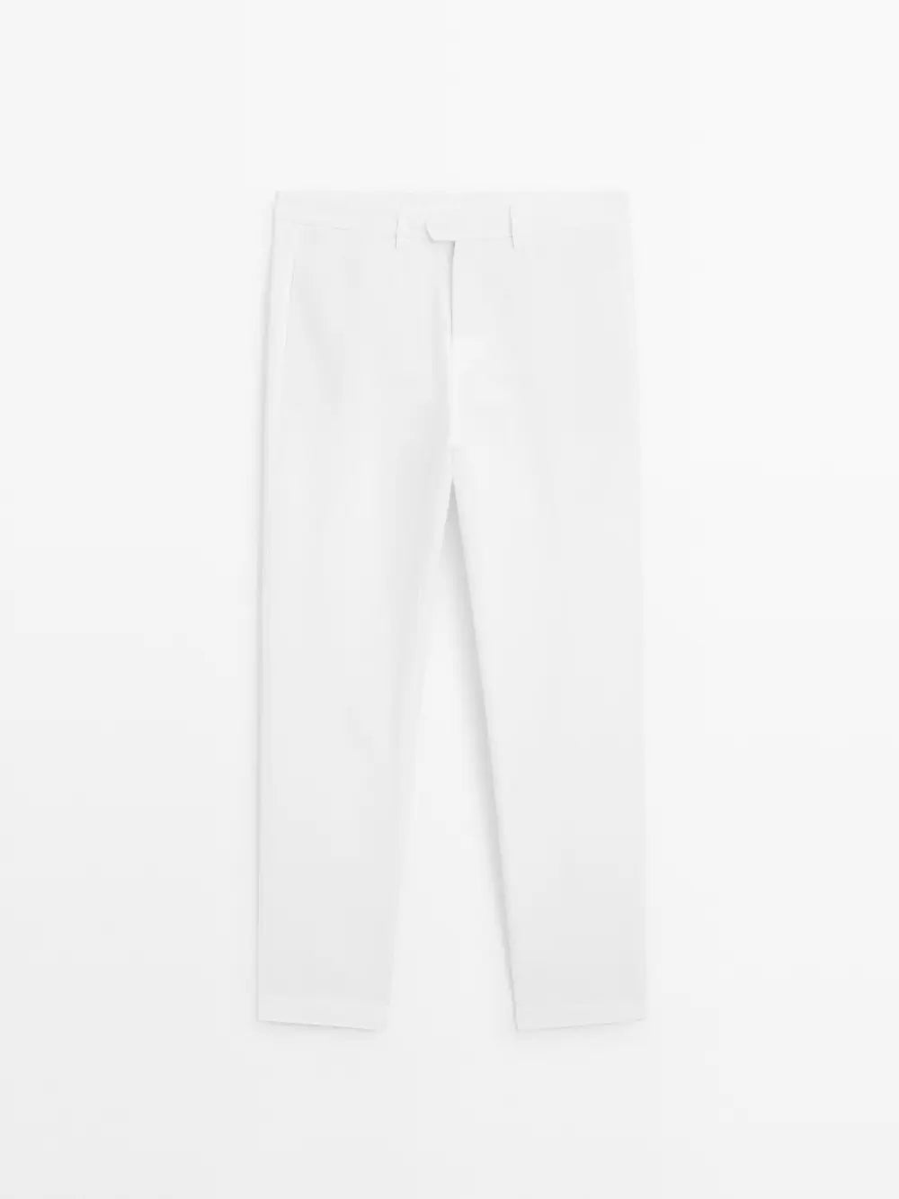 Tapered fit cotton linen trousers