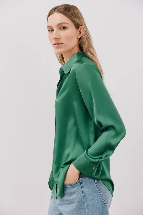 Blusa satinada manga larga
