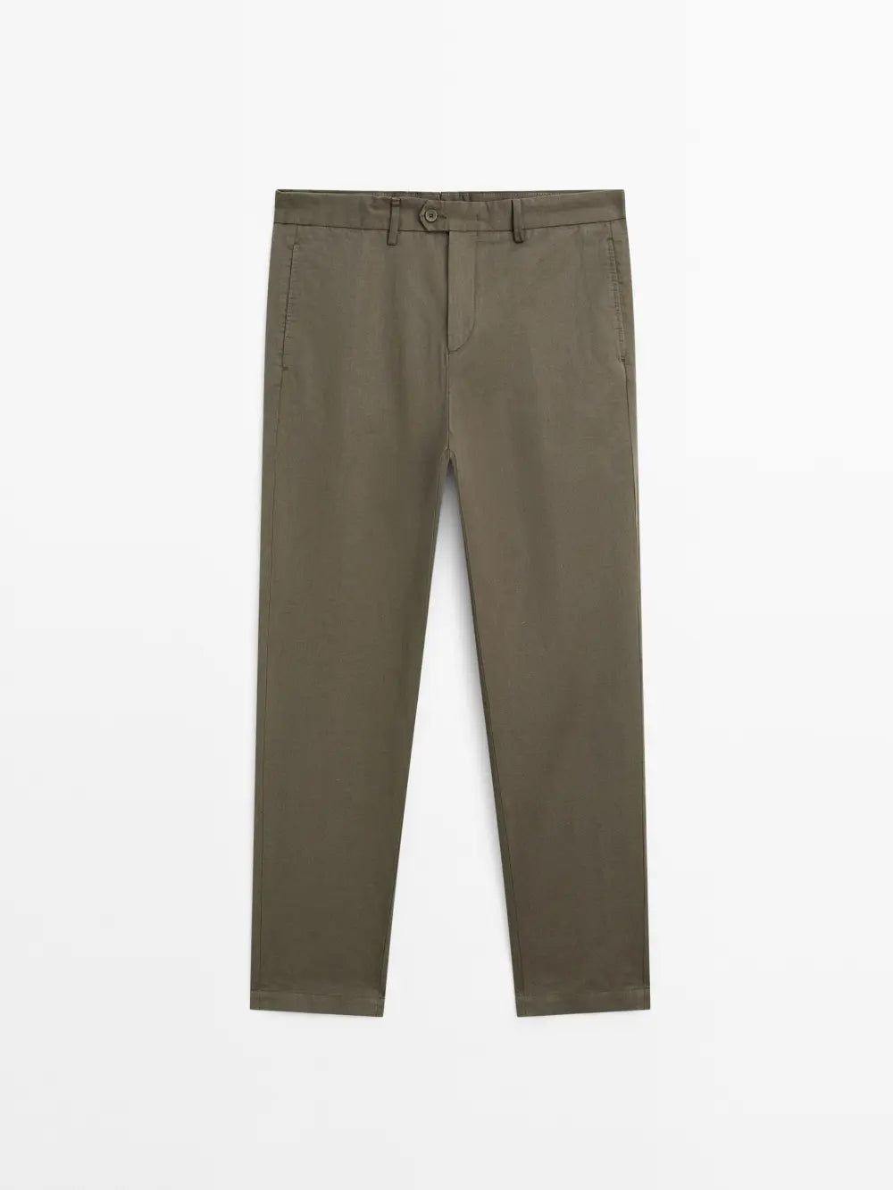 Tapered fit cotton linen trousers