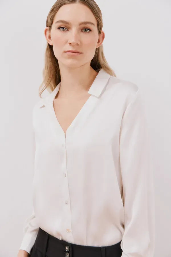 Blusa satinada manga larga