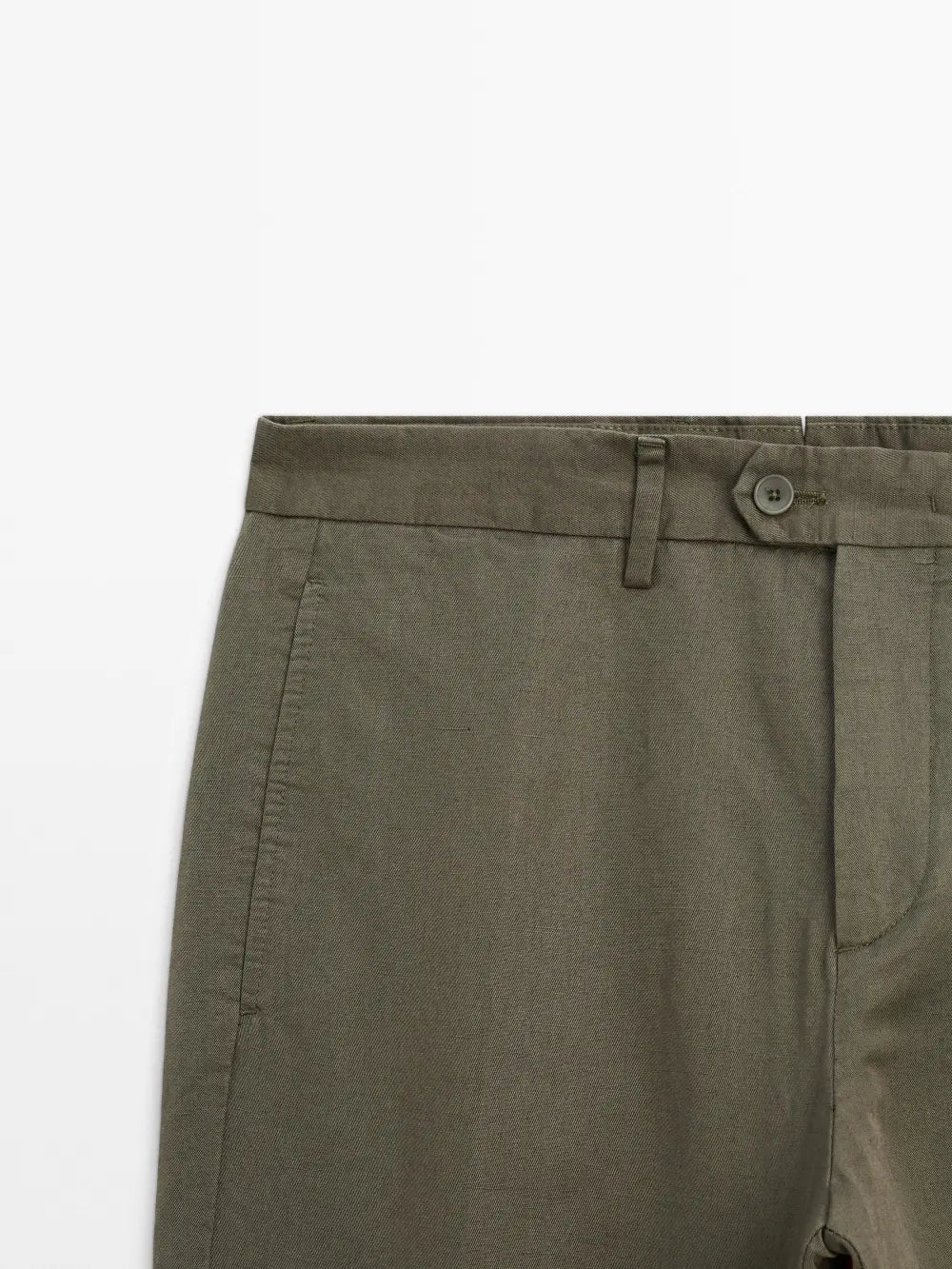 Tapered fit cotton linen trousers