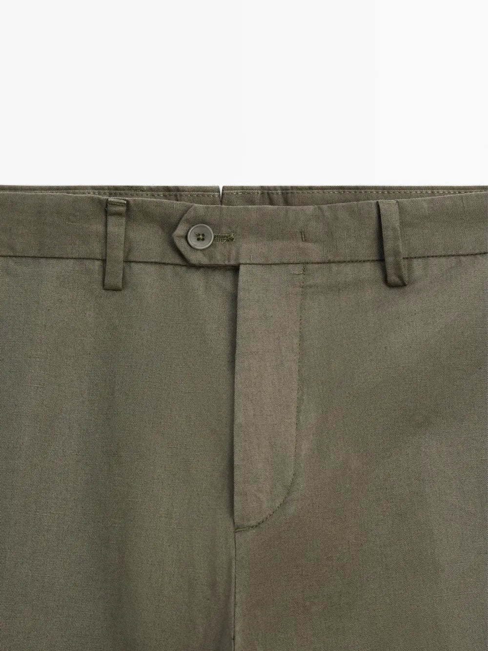 Tapered fit cotton linen trousers