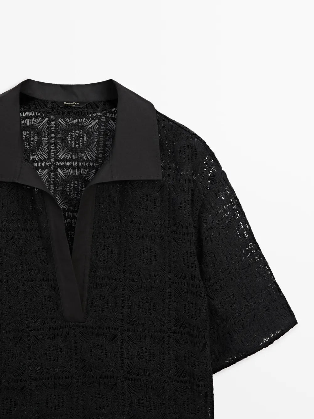Camisa crochet bordado cuello polo