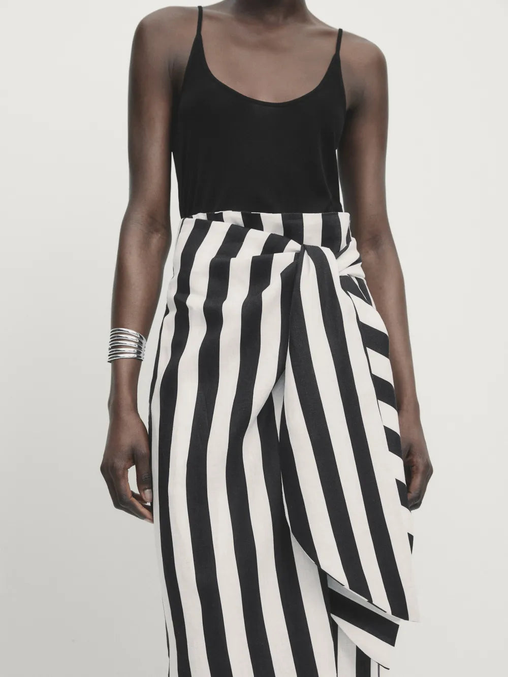 Falda midi 100% lino rayas -studio