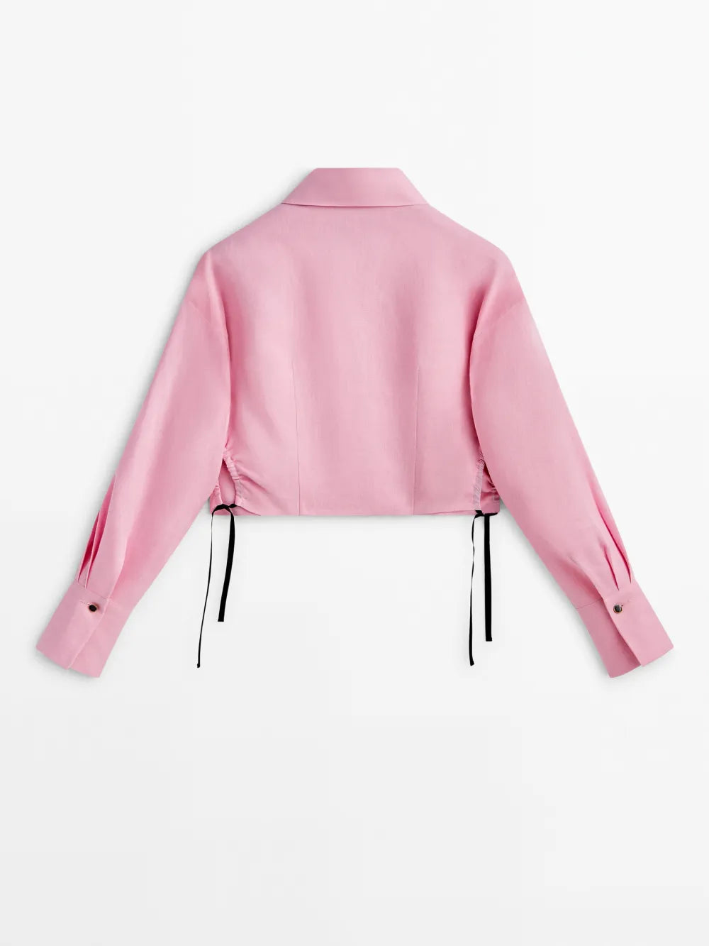 Camisa crop lino -Studio - ROSA