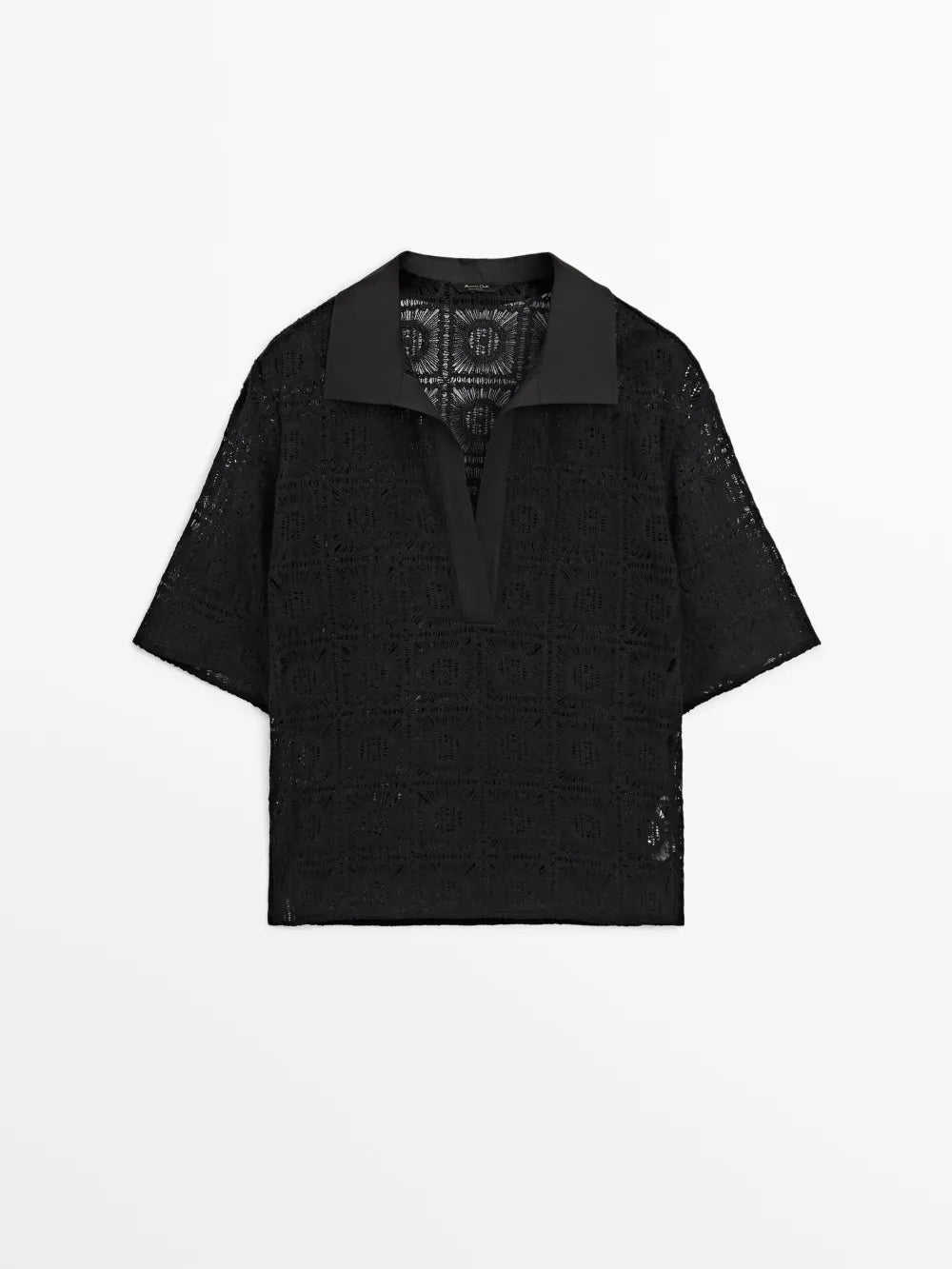 Camisa crochet bordado cuello polo