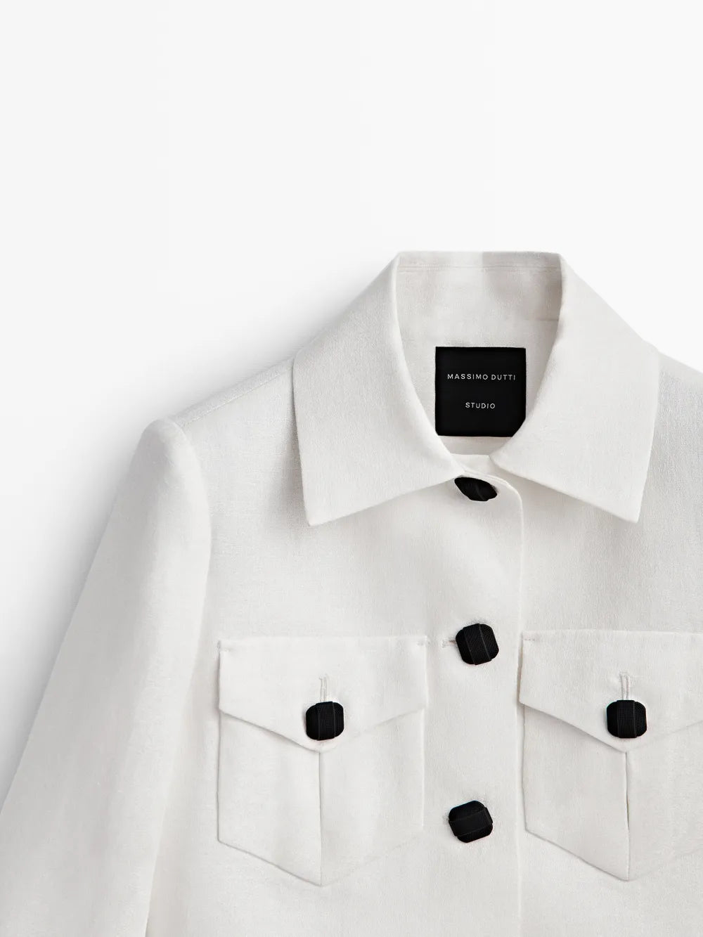 Chaqueta corta lino jacquard -Studio - BLANCO