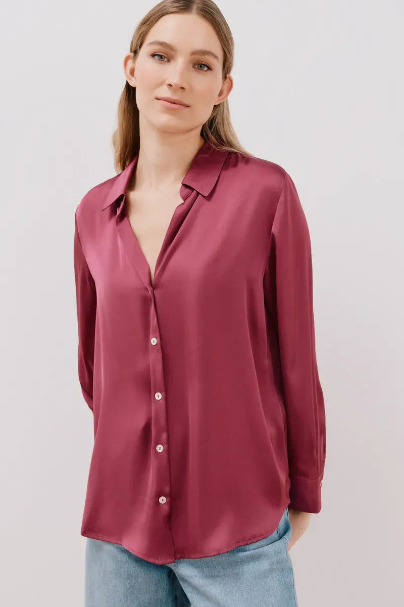 Blusa satinada manga larga