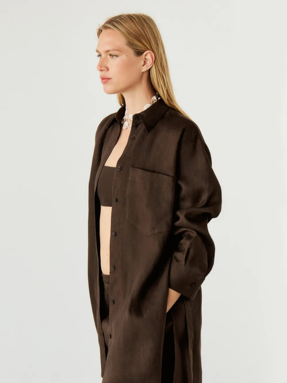 Sobrecamisa larga 100% lino