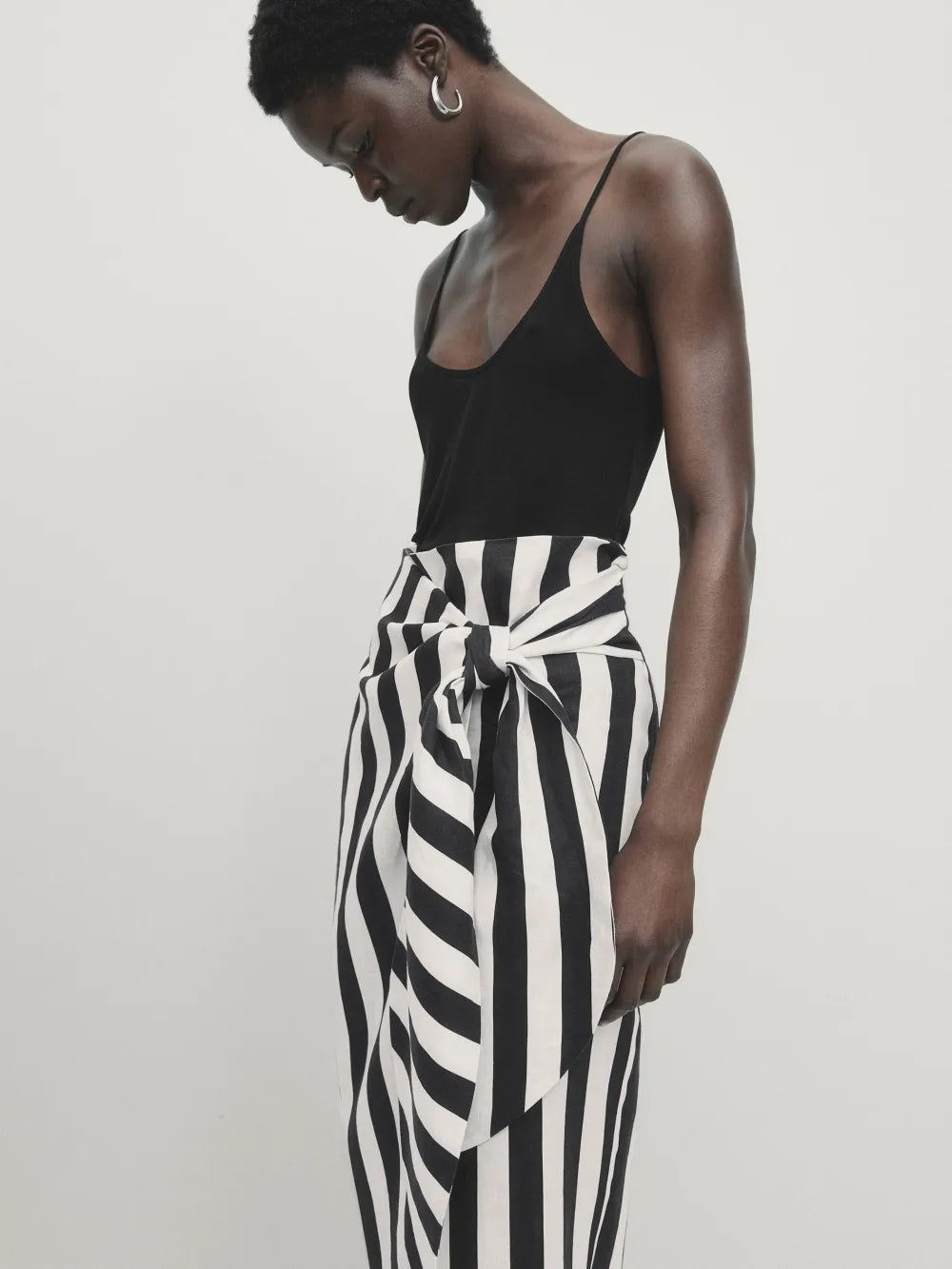 Falda midi 100% lino rayas -studio
