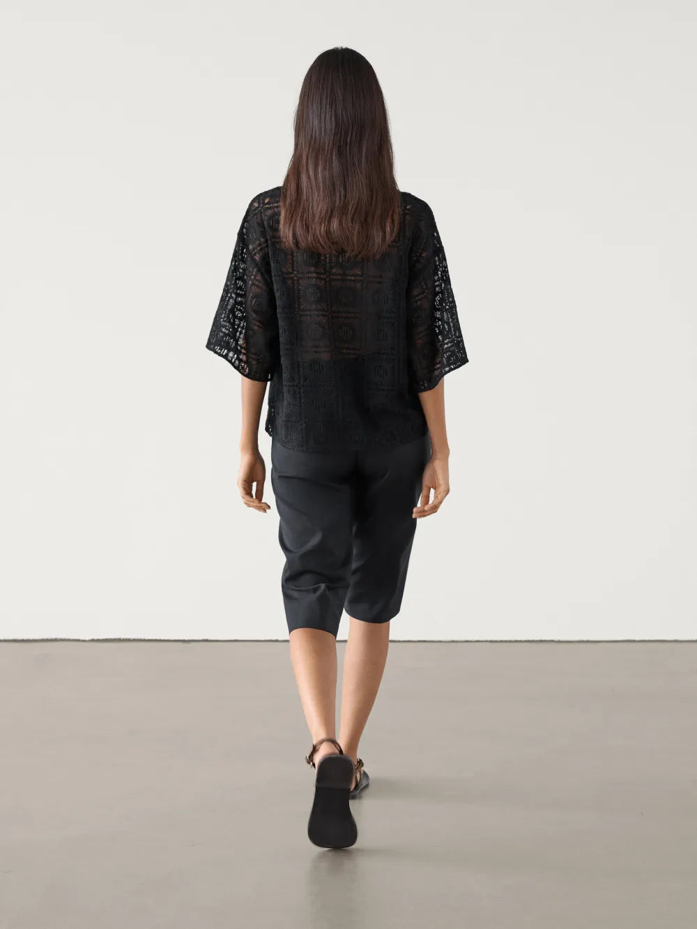 Camisa crochet bordado cuello polo