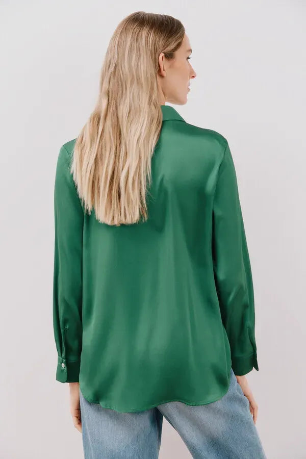 Blusa satinada manga larga