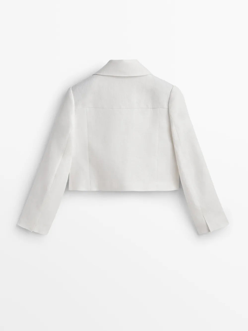 Chaqueta corta lino jacquard -Studio - BLANCO