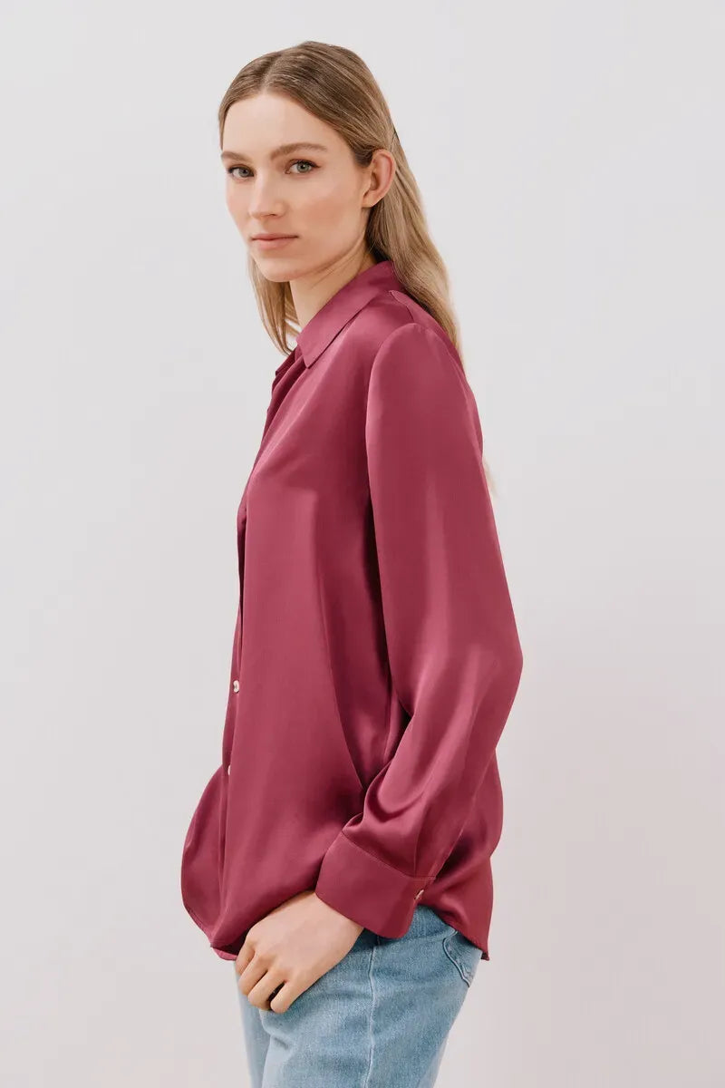 Blusa satinada manga larga
