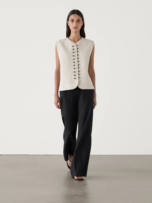 V-neck button vest