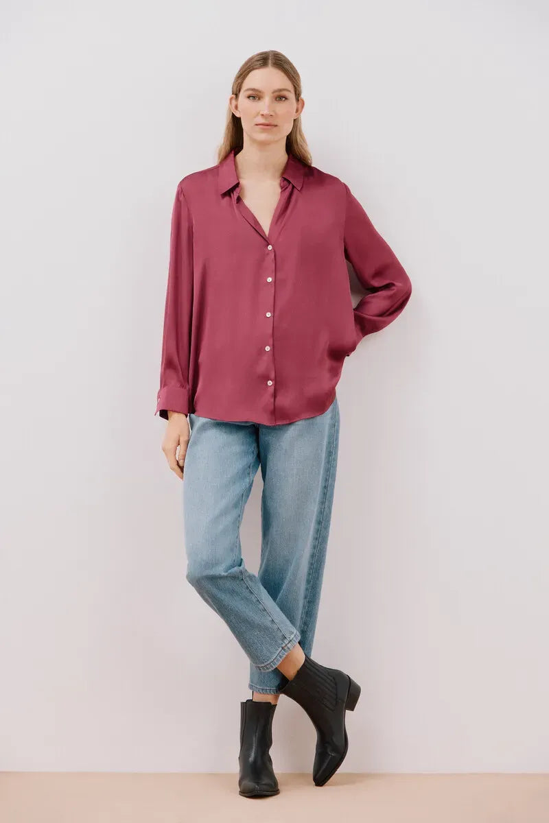 Blusa satinada manga larga