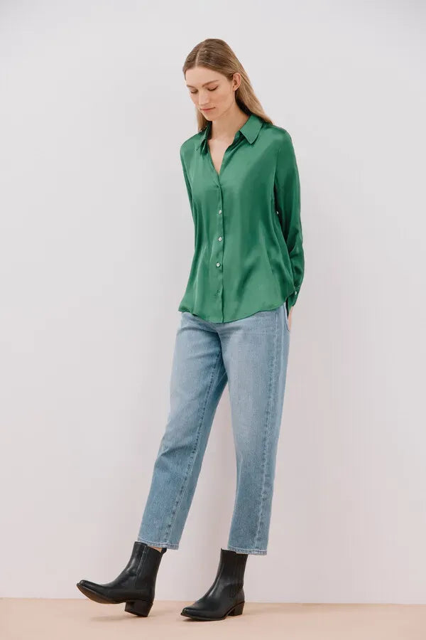 Blusa satinada manga larga