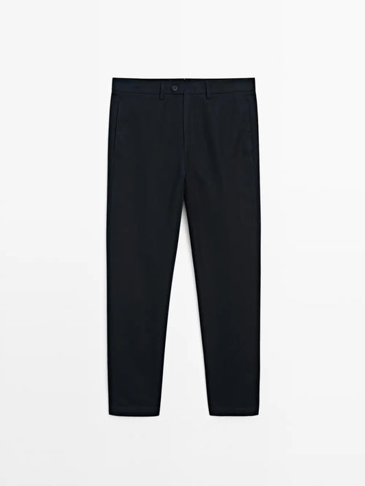 Tapered fit cotton linen trousers