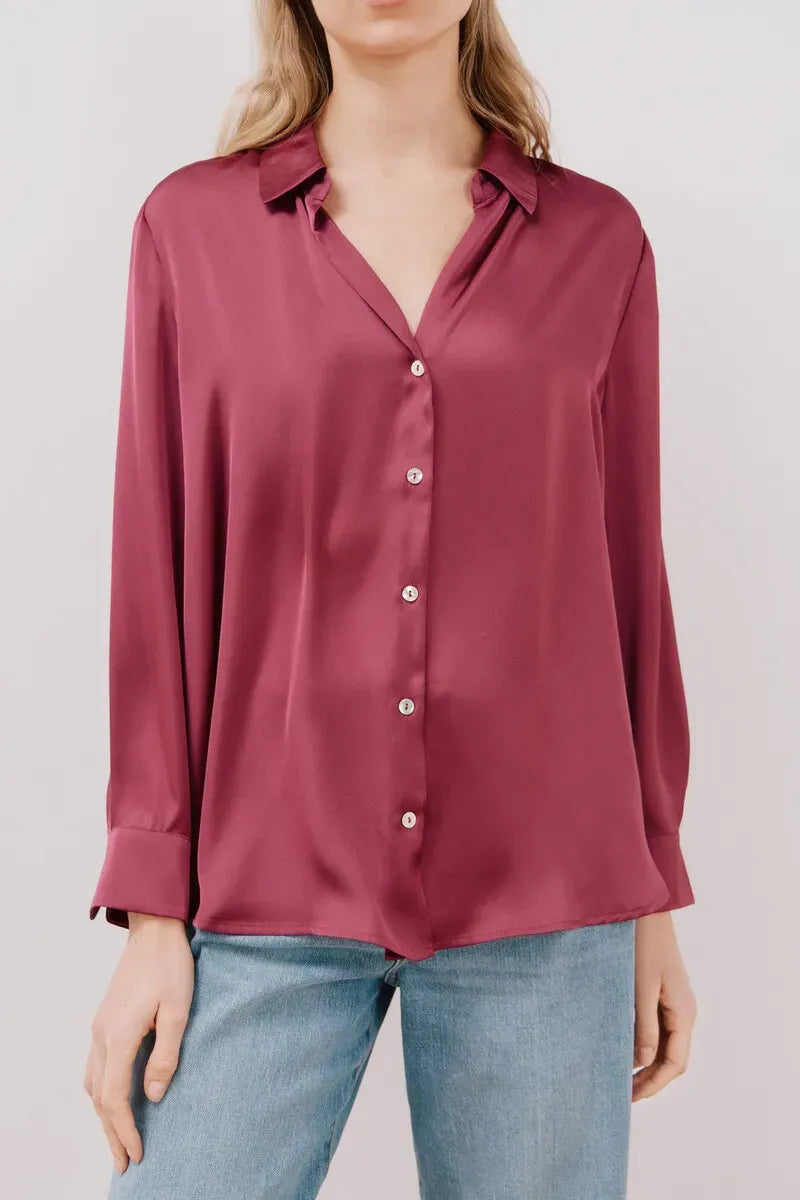 Blusa satinada manga larga
