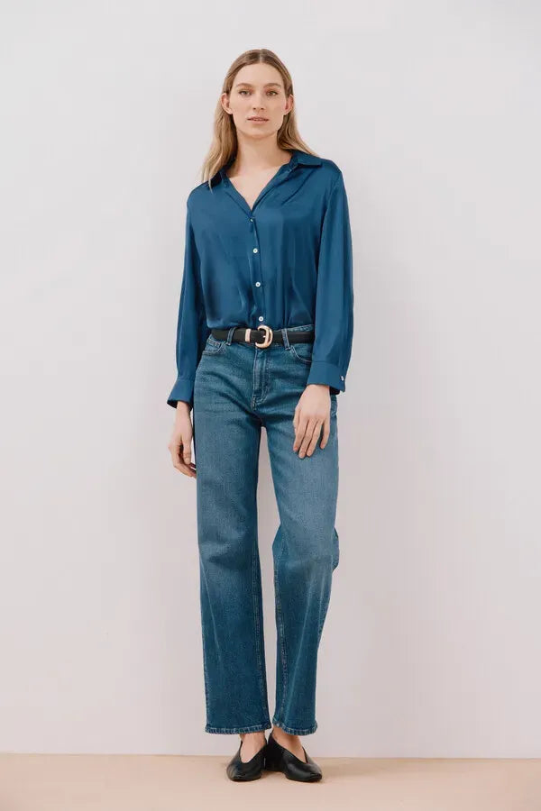 Blusa satinada manga larga