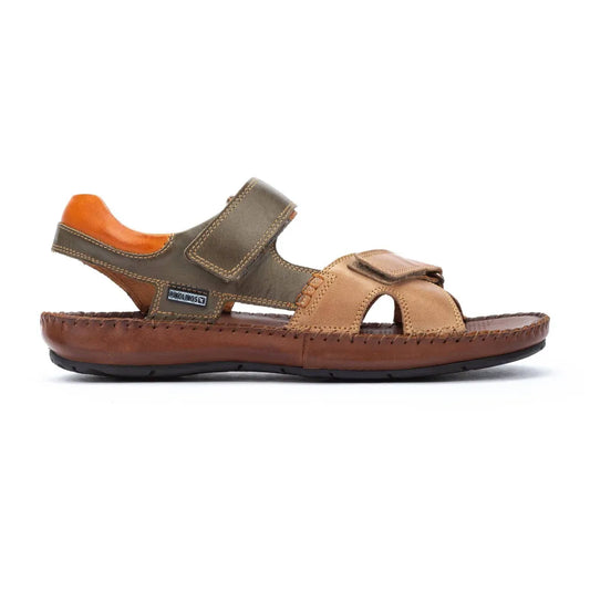TARIFAMen's leather sandals with colored staps