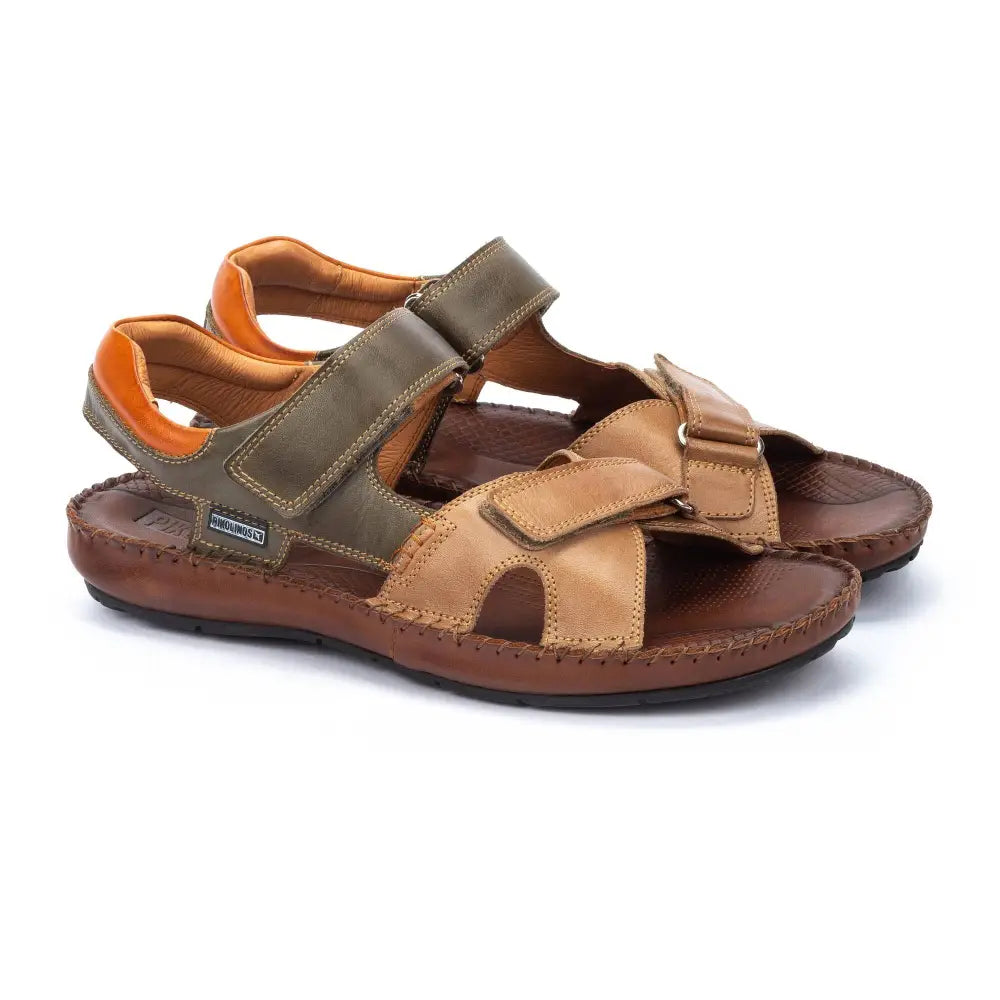 TARIFAMen's leather sandals with colored staps
