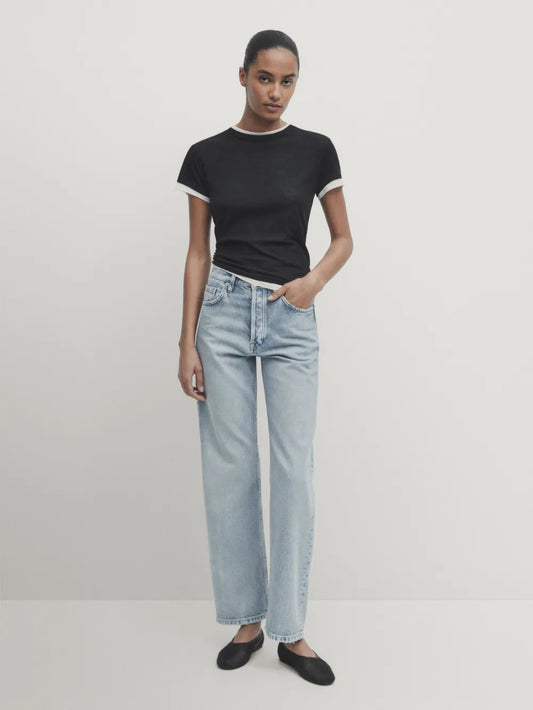 Jeans tiro alto straight fit